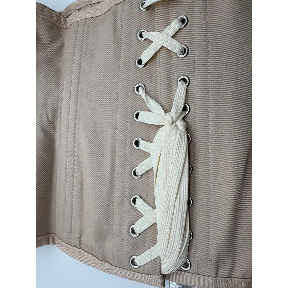 NWT Corset Story Beige Cotton Twill Classic Overbust Waist Trainer Hip W42(US22)
